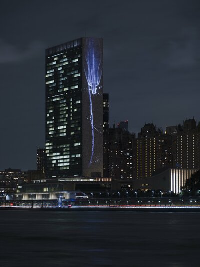 Vertical Migration installed at United Nations Headquarter, New York City, 2021.