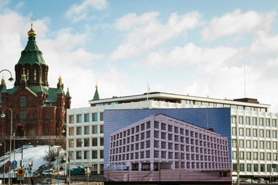 Modern Times Forever (Stora Enso Building), 2011 installed for IHME Festival, Helsinki.