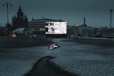 Modern Times Forever (Stora Enso Building), 2011 installed for IHME Festival, Helsinki.