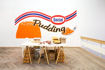 Social Pudding, 2003 installed at Kunsthal Charlottenborg, Copenhagen, 2013. Photo: Anders Sune Berg