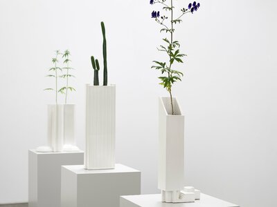 Investment Bank Flowerpots installed for Like A Force Of Nature, Nils Stærk Gallery, 2021.