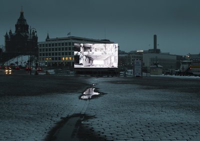 Modern Times Forever (Stora Enso Building, Helsinki) installed for IHME Festival, Helsinki, 2011.